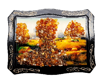 Painting decorated with amber 