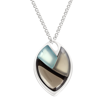 Silver pendant with agate and smoky topaz 