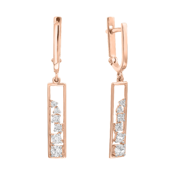 Earrings in red gold with cubic zirconia 
