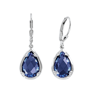 Silver earrings with sapphire HTS and zirconia 