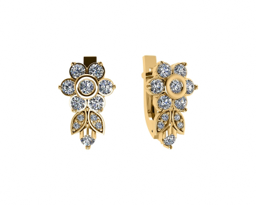 Infant earrings in red gold of 585 assay value (14ct) with zirconia 