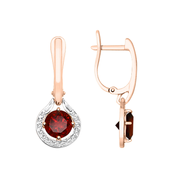 Ohrringe aus Rotgold 585° mit Granat, Zirkonia 