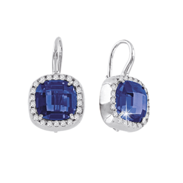 Silver earrings with Tanzanit HTS and cubic Zirconia 