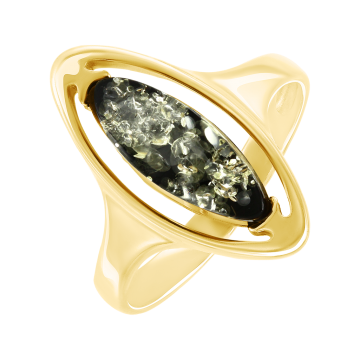 Vergoldete Damen-ring aus 925er Silber mit Bernstein 