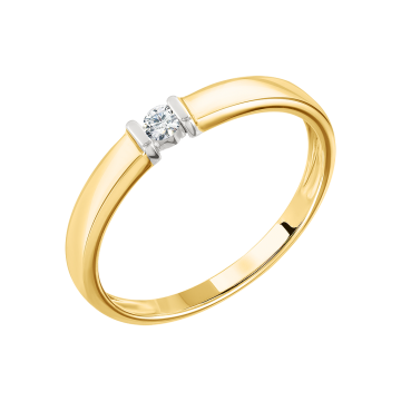 Lady´s ring in white yellow gold of 585 assay value with diamonds 