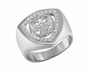 Мужское кольцо из серебра 925 пробы  с фианитами 