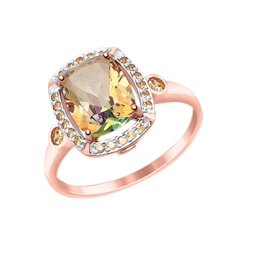 Lady´s ring in red gold of 585 assay value with topaz, zirconia 
