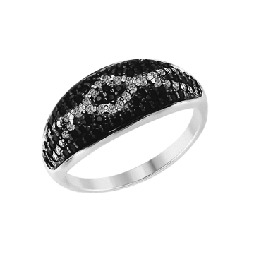 Damen-ring aus 925er Sterling Silber mit Zirkonia schwarz/weiß 