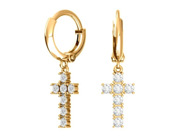 Earrings in red gold with cubic zirconia 