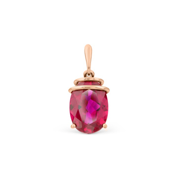 Pendant in red gold of 585 assay value with ruby HTS 