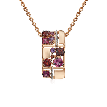 Anhänger aus Rotgold 585° mit Amethyst und Granat 