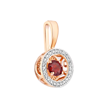 Goldanhänger aus 585er Gold mit tanzendem Granat & Zirkonia 