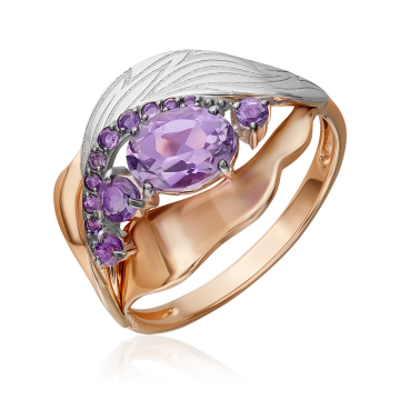 Rotgold 585° Damenring mit Amethyst 