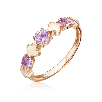 Rotgold 585° Damenring mit Amethyst 