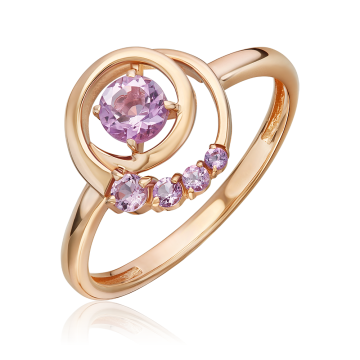 Rotgold 585° Damenring mit Amethyst 