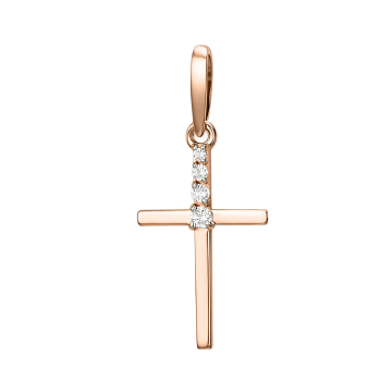 Kreuzanhänger aus Rotgold 585° mit Zirkonia 