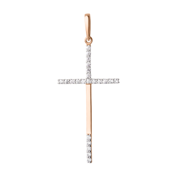 Kreuzanhänger aus Rotgold 585° mit Zirkonia 