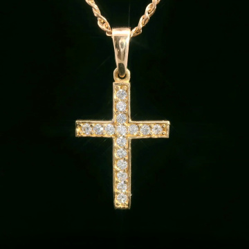 Cross from red gold of 585 assay value 