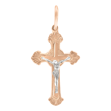 Cross from red gold of 585 assay value 