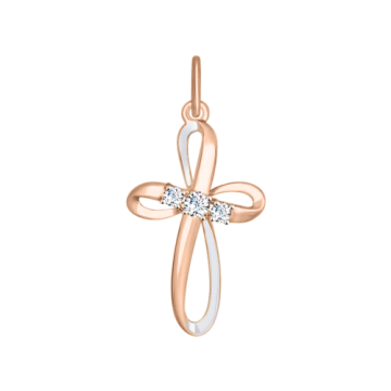 Kreuz Anhänger aus Rot/ Weißgold 585° mit Zirkonia 