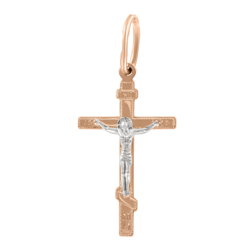 Cross from red and white gold of 585 assay value 