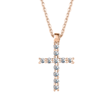 Kette mit Kreuz aus Rotgold 585° mit Brillanten 
