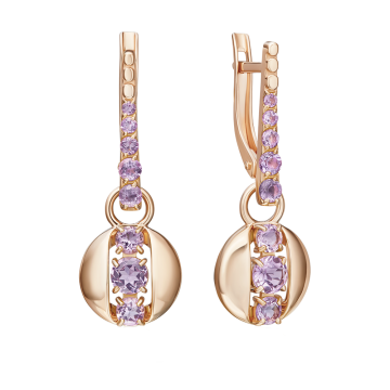 Ohrhänger aus Rotgold 585° mit Amethyst 