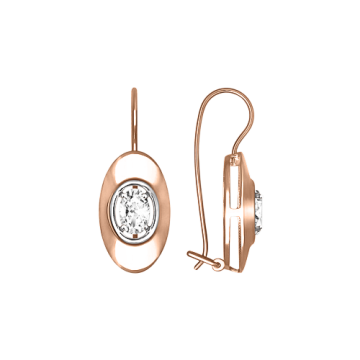 Earrings in red gold with cubic zirconia 