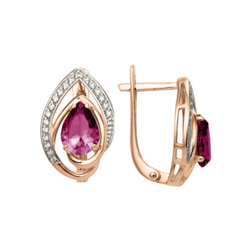 Ohrringe aus Rotgold 585° mit Amethyst, Zirkonia 