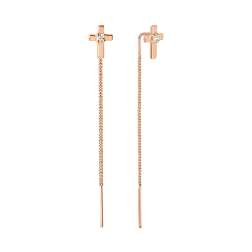 Ohrhänger als Durchzieher aus Rotgold 585° mit Zirkonia 