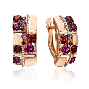 Ohrringe aus Rotgold 585° mit Amethyst und Granat 