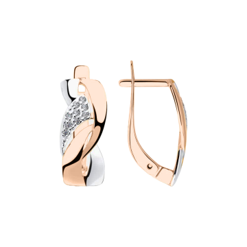 Earrings in red gold with cubic zirconia 