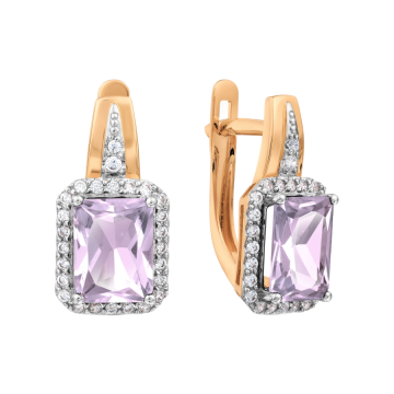 Ohrringe aus Rotgold 585° mit Amethyst, Zirkonia 