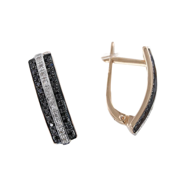 Серьги в красном золоте 585 пробы с бриллиантами 