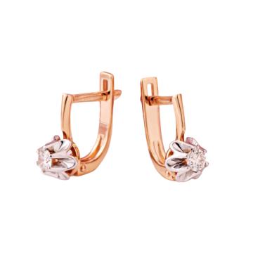 Ohrringe aus Rot/ Weißgold 585er mit Diamanten 