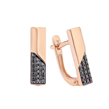 Ohrringe aus Rotgold 585 mit schwarzen Diamanten 