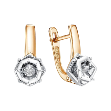 Серьги из 585 пробы красного/белого золота с Танцующим Бриллиантом 
