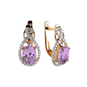 Ohrringe aus Rotgold 585° mit Amethyst, Zirkonia 