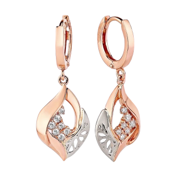 Goldohrringe mit Zirkonia aus 585er Rotgold 