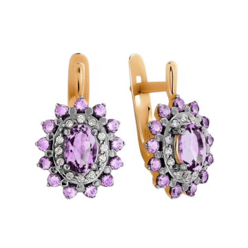 Ohrringe aus Rotgold 585° mit Amethyst, Zirkonia 