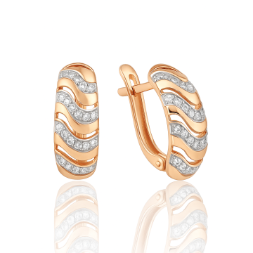 Goldohrringe mit Zirkonia aus 585er Rotgold 