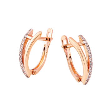 Earrings in red gold with cubic zirconia 