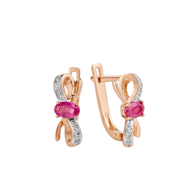 Ohrringe aus Rotgold 585° mit Brillanten und Rubin 