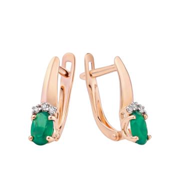 Ohrringe aus Rotgold 585° mit Achat und Zirkonia 