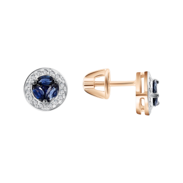 Ohrstecker aus Rotgold 585° mit Brillanten und Saphir 