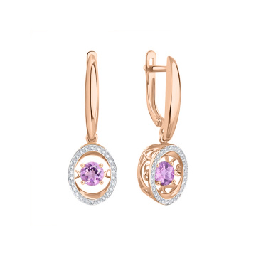 Ohrringe aus Rotgold 585° mit Amethyst, Zirkonia 
