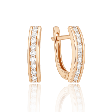 Goldohrringe mit Zirkonia aus 585er Rotgold 