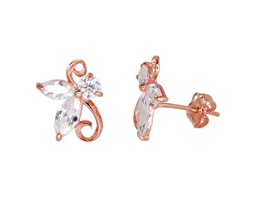 Infant earrings in red gold of 585 assay value (14ct) with zirconia 