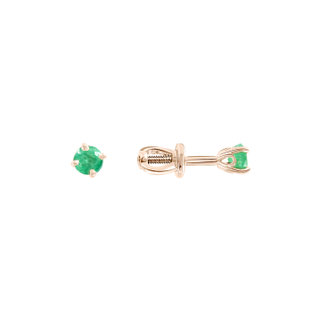 Earrings in red gold of 585 assay value with emerald 