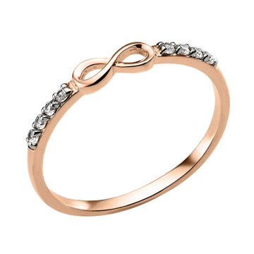 Damenring aus Rotgold 585° mit Zirkonia 